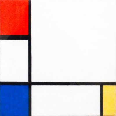 Komposition nr. IV med rød, blå og gul af Piet Mondrian