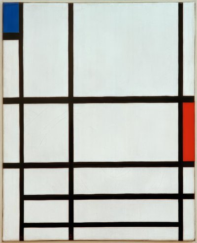 Sammensætning i rød, blå og hvid: II af Piet Mondrian