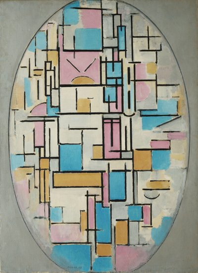 Komposition i oval med farveplaner 1 af Piet Mondrian