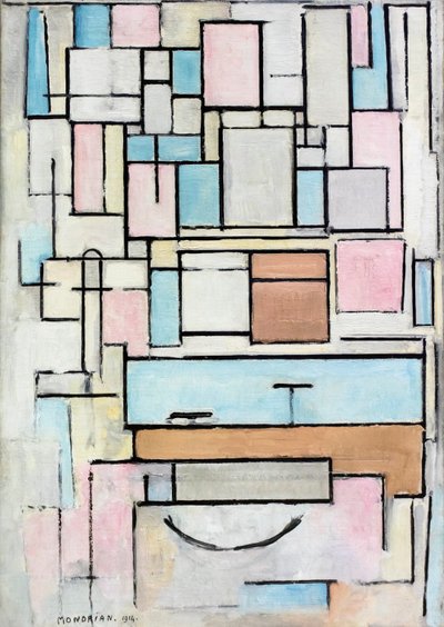 Komposition med farveflader: Facade af Piet Mondrian