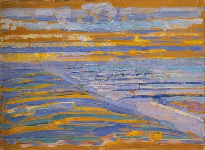 Klitter med strand og mole, Domburg. 1909 af Piet Mondrian