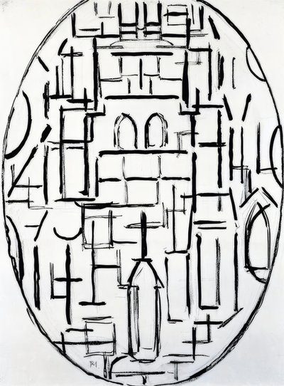 Piet Mondrian (1872–1944), Kirken i Domburg, 1914. af Piet Mondrian