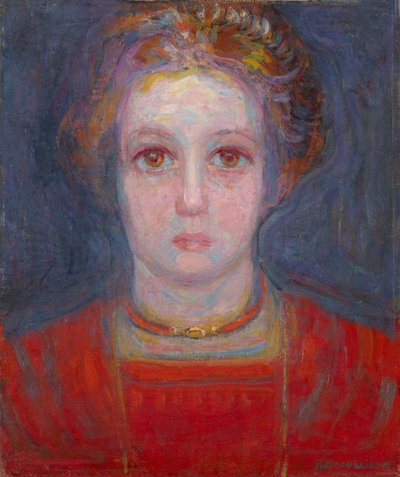 Portræt af en pige i rødt, 1908. af Piet Mondrian