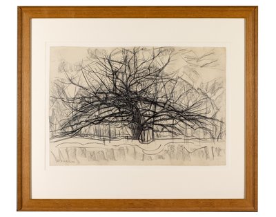 Studie til The Grey Tree, 1911 (sort farveblyant på papir) af Piet Mondrian