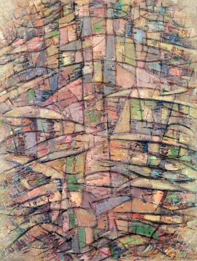 Træ (olie på lærred) af Piet Mondrian
