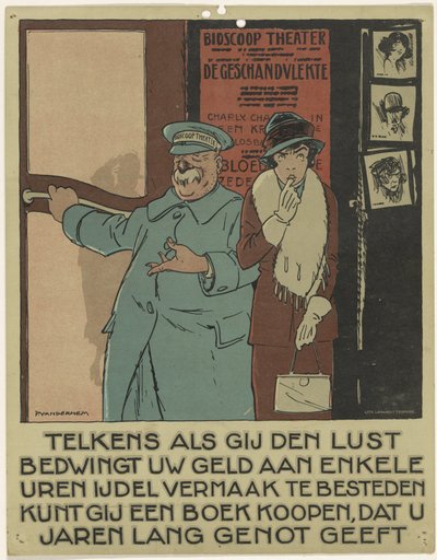 Portør for en biograf Kampagne for at promovere bogen (serietitel) af Piet van der Hem