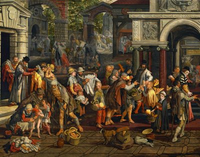 Kristne barmhjertighedsgerninger (Matthæus 25:35-36) af Pieter Aertsen