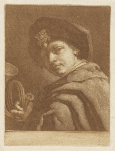 Dreng med et jagthorn af Pieter Anthony Wakkerdak