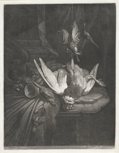 Stilleben med fjerkræ af Pieter Anthony Wakkerdak