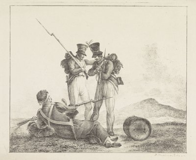 Tre soldater på slagmarken af Pieter Bartholomeusz. Barbiers