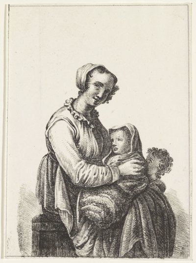 Mor med baby og lille barn af Pieter Bartholomeusz. Barbiers