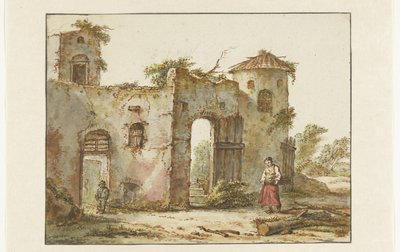 Nedlagt bygning med en skovsamler til højre af Pieter Bartholomeusz. Barbiers