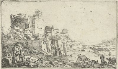 Ruinerne af Venus- og Romatemplet af Pieter Bodding van Laer