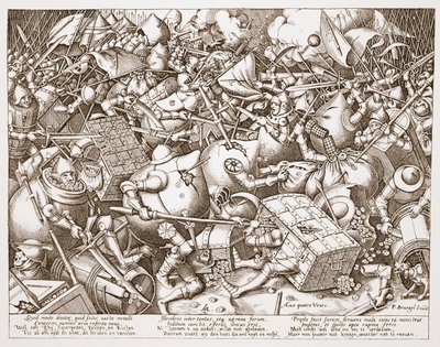 Slaget om penge, graveret af Pieter van der Heyden, efter 1570 af Pieter Bruegel the Elder