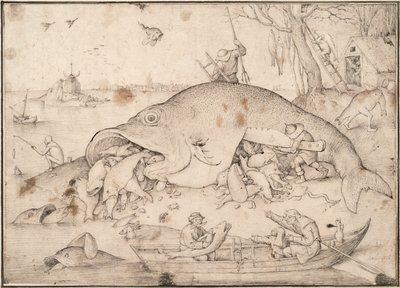 Store fisk Spis små fisk, 1556 af Pieter Bruegel the Elder