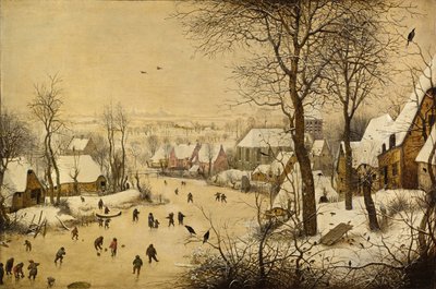 Vinterlandskab med fuglefælde af Pieter Brueghel the Elder
