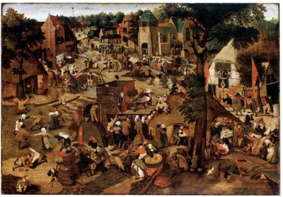 Messe med en teaterforestilling, c1580-1630 af Pieter Brueghel the Younger