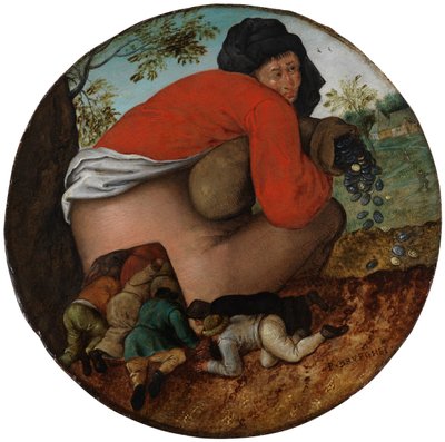 Manden med pengesækken og smigrerne af Pieter Brueghel the Younger