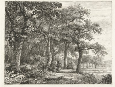 Skovlandskab med mand med rygsæk af Pieter Casper Christ
