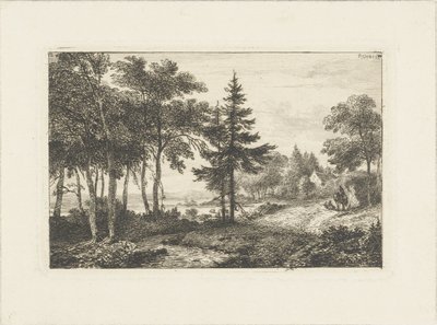 Landskab med fyrretræ og rytter Vandlandskaber (serietitel) af Pieter Casper Christ