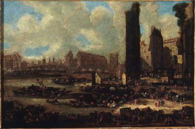 Le Pont-Neuf, la Cité, la Tour et la Porte de Nesle, ca. 1650, ca. 1650 (olie på lærred) af Pieter Casteels