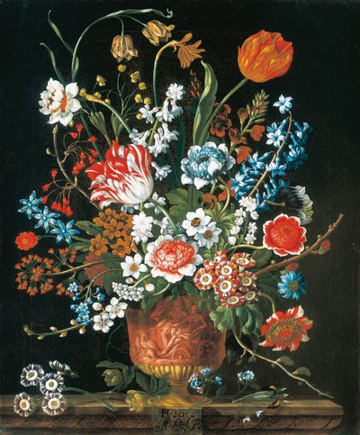 marts, fra The Twelve Months of Flowers, en blomsterkalender med stilleben af Pieter Casteels