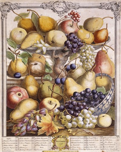 November 1732, viser årstidens æbler, pærer, druer osv., 1732 af Pieter Casteels