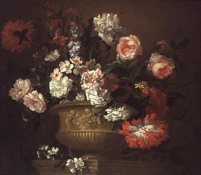 Stilleben af blomster i en urne af Pieter Casteels