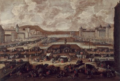 Pont-Neuf, Seinen og Louvre, ca. 1670, ca. 1670 (olie på lærred) af Pieter Casteels