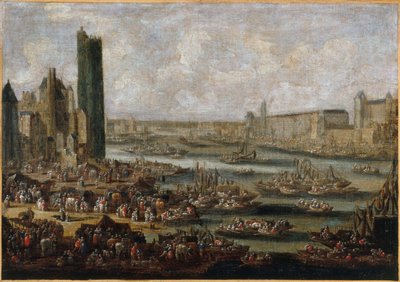 Tour de Nesle og Louvre, ca. 1650, ca. 1650 (olie på lærred) af Pieter Casteels