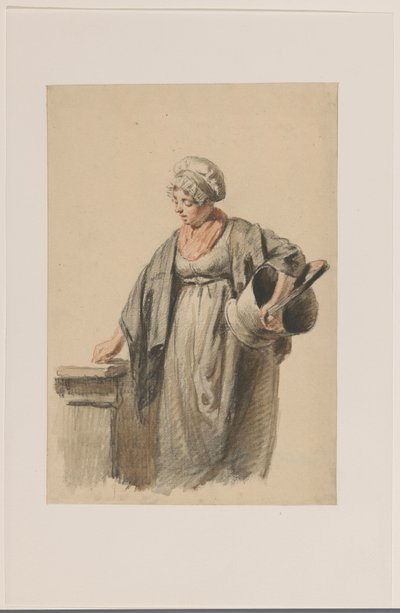 Stående kvinde med en spand under armen af Pieter Christoffel Wonder