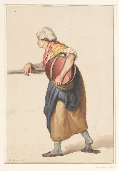 Stående kvinde med en spand under armen af Pieter Christoffel Wonder