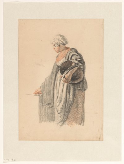 Stående kvinde med en spand under armen af Pieter Christoffel Wonder