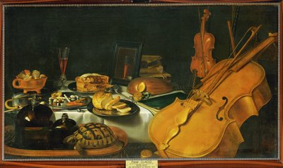 Stilleben med musikinstrumenter af Pieter Claesz