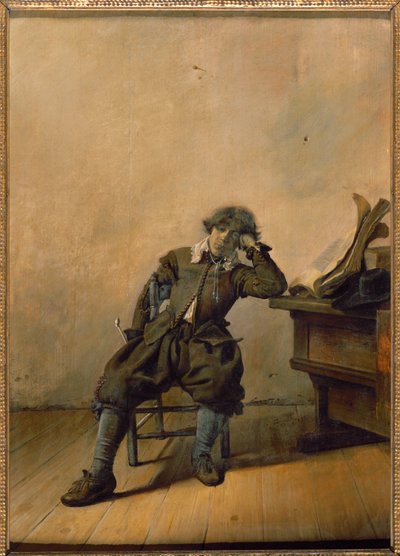 Den første pibe (olie på træ) af Pieter Codde