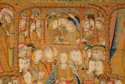flamsk gobelin. Bebudelse. Detalje, ca. 1502-04 (guld, sølv, silke og uld) af Pieter Coecke van Aelst