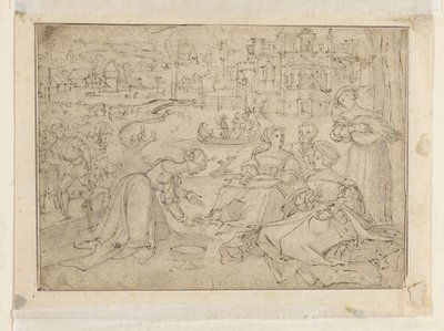 Recto- April måned (figurer i en park nær et slot); Verso- Ungdom fra The Three Ages of Man af Pieter Coecke van Aelst