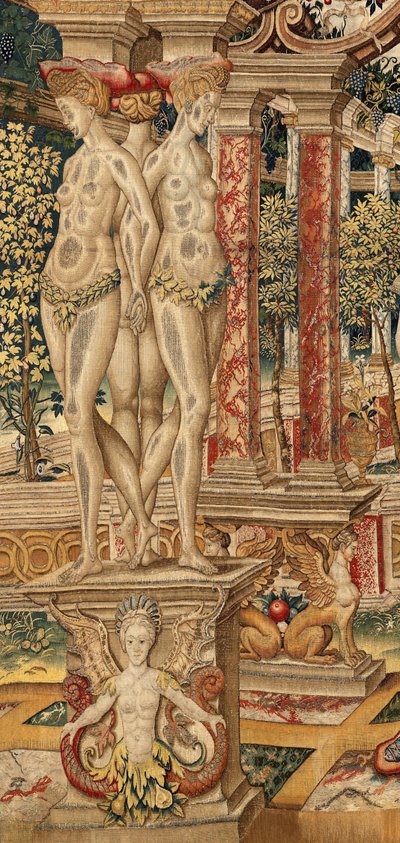 Vertumnus og Pomona: Vertumnus omdannet til en beskærer. ca. 1550 (tæppe) af Pieter Coecke van Aelst