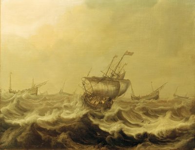 Skibe i en storm af Pieter Coopse