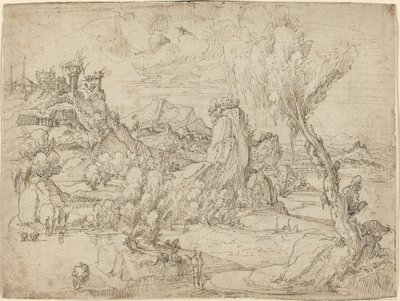 Landskab med Kristi dåb af Pieter Cornelisz Kunst