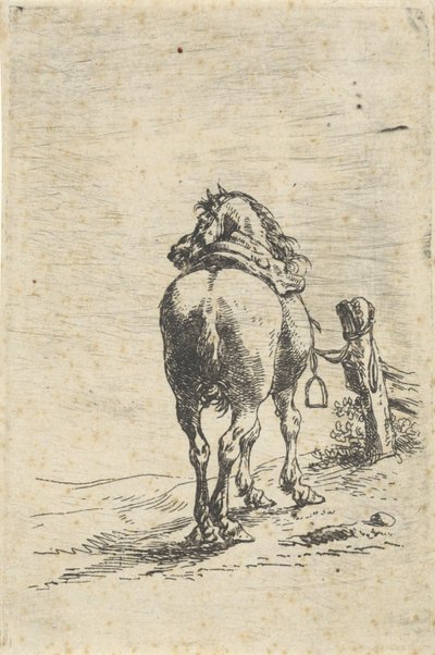 Sadlet hest på en stang af Pieter Cornelisz. Verbeeck
