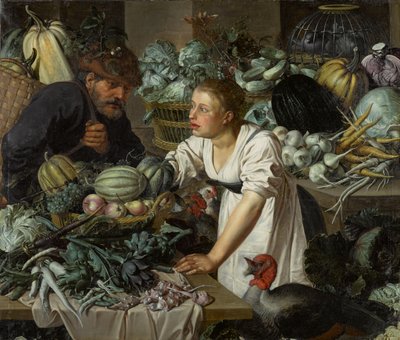 Stilleben med to figurer af Pieter Cornelisz. van Rijck