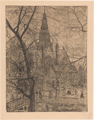 Gamle kirke i Amsterdam af Pieter Dupont (signed by artist)