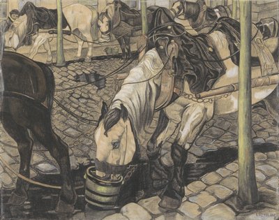 Heste bliver fodret af Pieter Dupont (signed by artist)