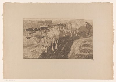 Pløjning af okser af Pieter Dupont (signed by artist)