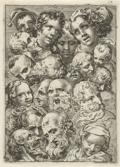 Studieark med nitten hoveder af Pieter Feddes van Harlingen