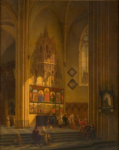 Albrecht Dürer før Gent-altertavlen, ca. 1840. af Pieter Frans De Noter