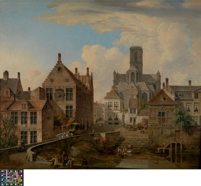 Sankt Bavos katedral og Reepkanalen i Gent af Pieter Frans De Noter