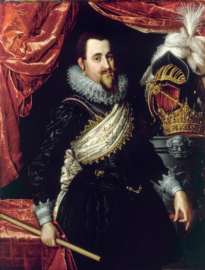 Portræt af Christian IV, Danmarks konge (1577-1648). Maleri af Pieter Isaacsz (1569-1625) ca. 1615. Frederiksborg Slot. Danmark. af Pieter Fransz. Isaacsz.