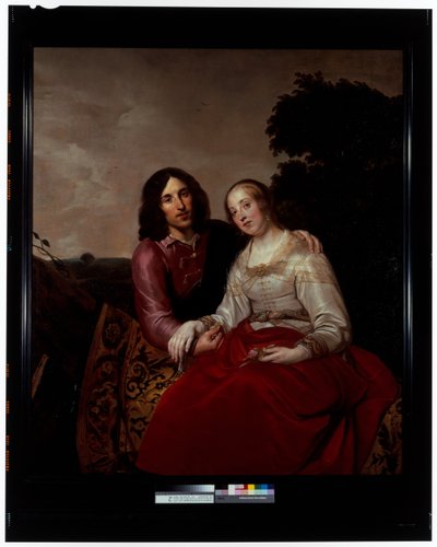 Et ægteskabsportræt af et ungt par i et landskab af Pieter Fransz. de Grebber